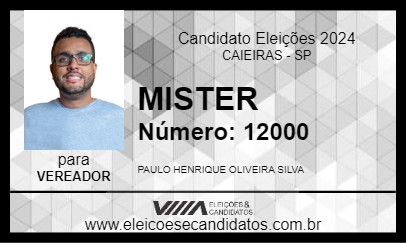 Candidato MISTER 2024 - CAIEIRAS - Eleições