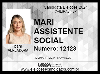 Candidato MARI ASSISTENTE SOCIAL 2024 - CAIEIRAS - Eleições