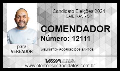 Candidato COMENDADOR 2024 - CAIEIRAS - Eleições