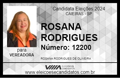 Candidato ROSANA RODRIGUES 2024 - CAIEIRAS - Eleições