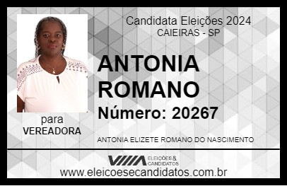 Candidato ANTONIA ROMANO 2024 - CAIEIRAS - Eleições