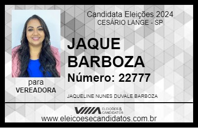 Candidato JAQUE BARBOZA 2024 - CESÁRIO LANGE - Eleições