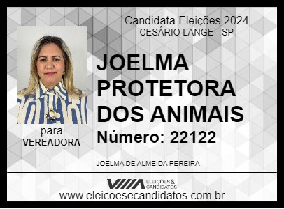 Candidato JOELMA PROTETORA DOS ANIMAIS 2024 - CESÁRIO LANGE - Eleições