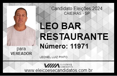 Candidato LEO BAR RESTAURANTE 2024 - CAIEIRAS - Eleições