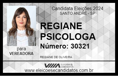 Candidato REGIANE PSICOLOGA 2024 - SANTO ANDRÉ - Eleições