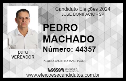 Candidato PEDRO MACHADO 2024 - JOSÉ BONIFÁCIO - Eleições