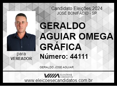 Candidato GERALDO AGUIAR OMEGA GRÁFICA 2024 - JOSÉ BONIFÁCIO - Eleições