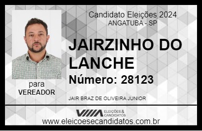 Candidato JAIRZINHO DO LANCHE 2024 - ANGATUBA - Eleições