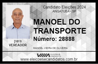 Candidato MANOEL DO TRANSPORTE 2024 - ANGATUBA - Eleições