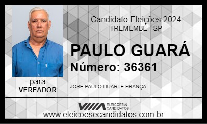 Candidato PAULO GUARÁ 2024 - TREMEMBÉ - Eleições