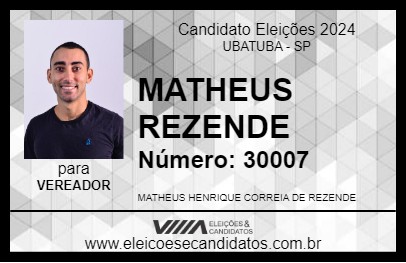 Candidato MATHEUS REZENDE 2024 - UBATUBA - Eleições