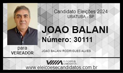 Candidato JOAO BALANI 2024 - UBATUBA - Eleições