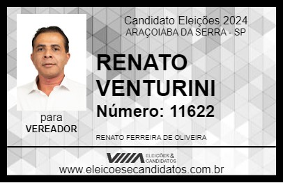 Candidato RENATO VENTURINI 2024 - ARAÇOIABA DA SERRA - Eleições