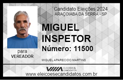 Candidato MIGUEL INSPETOR 2024 - ARAÇOIABA DA SERRA - Eleições