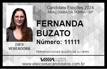 Candidato FERNANDA BUZATO 2024 - ARAÇOIABA DA SERRA - Eleições