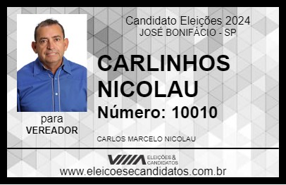 Candidato CARLINHOS NICOLAU 2024 - JOSÉ BONIFÁCIO - Eleições