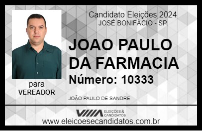 Candidato JOAO PAULO DA FARMACIA 2024 - JOSÉ BONIFÁCIO - Eleições