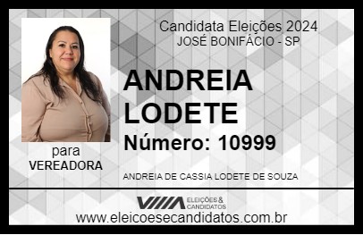 Candidato ANDREIA LODETE 2024 - JOSÉ BONIFÁCIO - Eleições