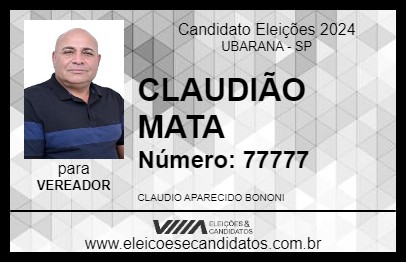 Candidato CLAUDIÃO MATA 2024 - UBARANA - Eleições