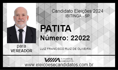 Candidato PATITA 2024 - IBITINGA - Eleições