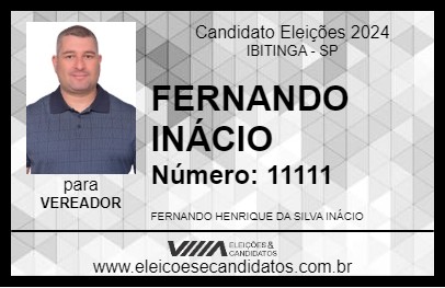 Candidato FERNANDO DA SILVA INACIO 2024 - IBITINGA - Eleições