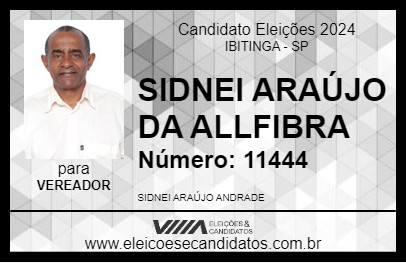 Candidato SIDNEI ARAÚJO DA ALLFIBRA 2024 - IBITINGA - Eleições