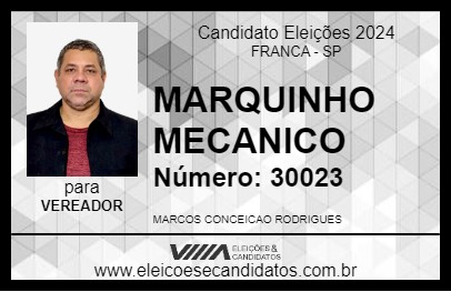 Candidato MARQUINHO MECANICO 2024 - FRANCA - Eleições