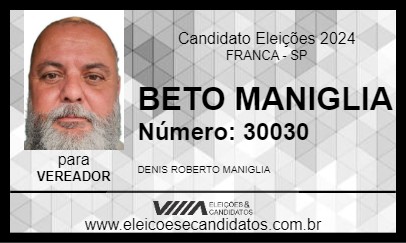 Candidato BETO MANIGLIA 2024 - FRANCA - Eleições