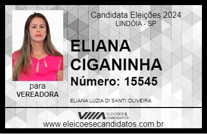 Candidato ELIANA CIGANINHA 2024 - LINDÓIA - Eleições