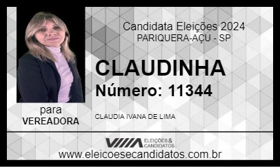 Candidato CLAUDINHA 2024 - PARIQUERA-AÇU - Eleições