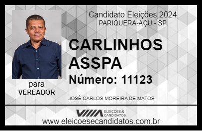 Candidato CARLINHOS ASSPA 2024 - PARIQUERA-AÇU - Eleições