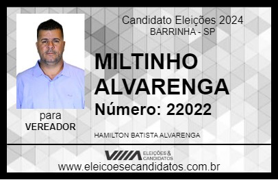 Candidato MILTINHO ALVARENGA 2024 - BARRINHA - Eleições