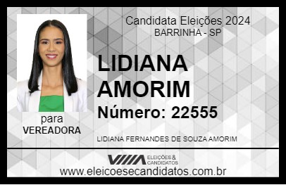 Candidato LIDIANA AMORIM 2024 - BARRINHA - Eleições