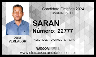 Candidato SARAN 2024 - BARRINHA - Eleições