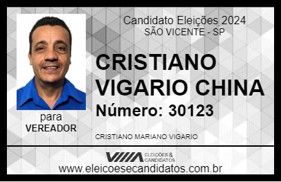 Candidato CRISTIANO VIGARIO CHINA 2024 - SÃO VICENTE - Eleições