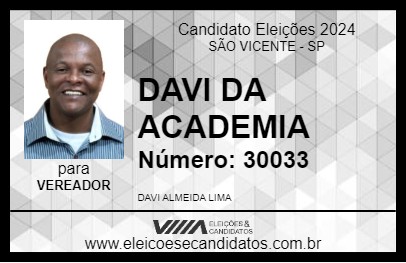 Candidato DAVI DA ACADEMIA 2024 - SÃO VICENTE - Eleições