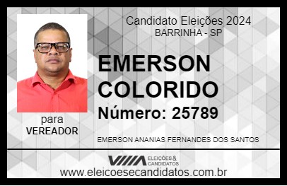 Candidato EMERSON COLORIDO 2024 - BARRINHA - Eleições