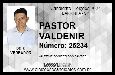 Candidato PASTOR VALDENIR 2024 - BARRINHA - Eleições