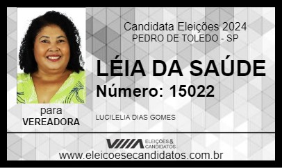 Candidato LÉIA DA SAÚDE 2024 - PEDRO DE TOLEDO - Eleições