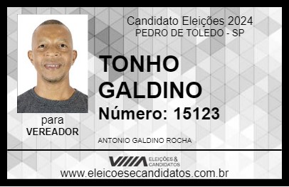 Candidato TONHO GALDINO 2024 - PEDRO DE TOLEDO - Eleições