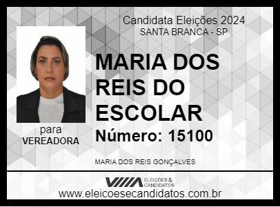 Candidato MARIA DOS REIS DO ESCOLAR 2024 - SANTA BRANCA - Eleições