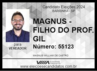 Candidato MAGNUS - FILHO DO PROF. GIL 2024 - BARRINHA - Eleições