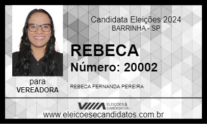 Candidato REBECA 2024 - BARRINHA - Eleições