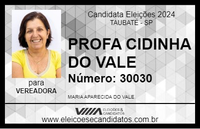 Candidato PROFA CIDINHA DO VALE 2024 - TAUBATÉ - Eleições