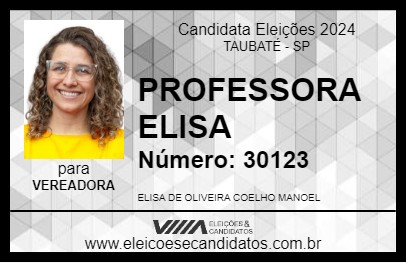 Candidato PROFESSORA ELISA 2024 - TAUBATÉ - Eleições