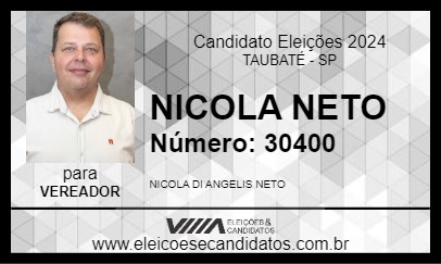 Candidato NICOLA NETO 2024 - TAUBATÉ - Eleições