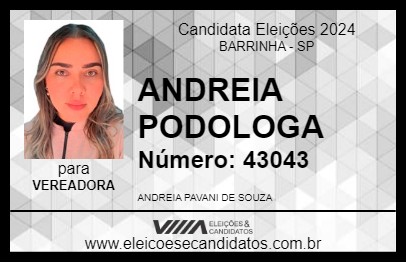 Candidato ANDREIA PODOLOGA 2024 - BARRINHA - Eleições