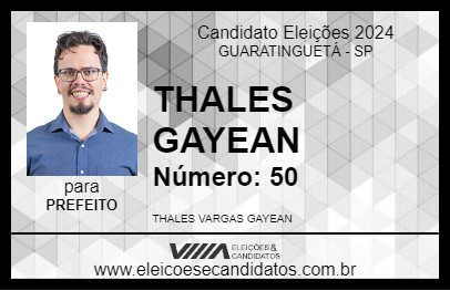 Candidato THALES GAYEAN 2024 - GUARATINGUETÁ - Eleições