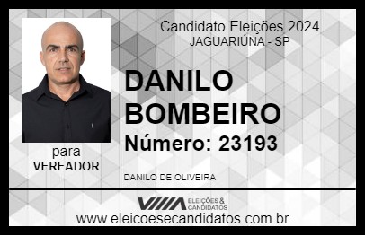 Candidato DANILO BOMBEIRO 2024 - JAGUARIÚNA - Eleições