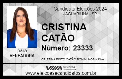 Candidato CRISTINA CATÃO 2024 - JAGUARIÚNA - Eleições